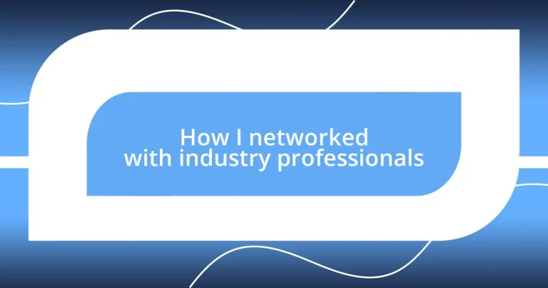 How I networked with industry professionals